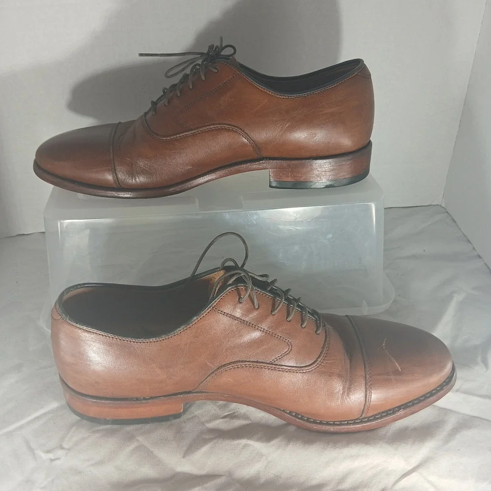 Johnston & Murphy Mens Tan Brown Leather Cap Toe Oxford‎ Dress Shoes 9.5 D